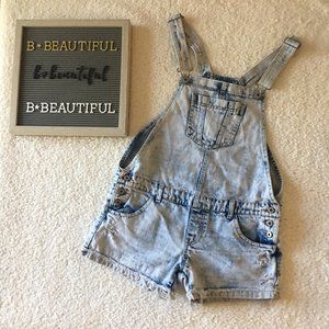 Denim overall shorts